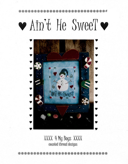 4 My Boys Ain't He Sweet christmas snowman cross stitch pattern