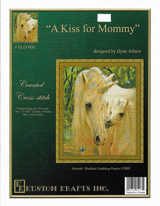 kustom Krafts A Kiss For Mommy SLO-006 Unicorn cross stitch pattern