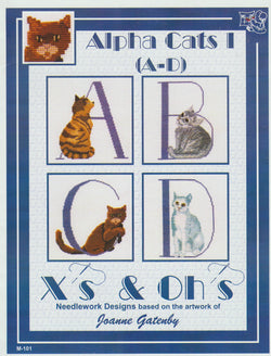 X's & Oh's Alpha Cats I (A-D) cross stitch pattern