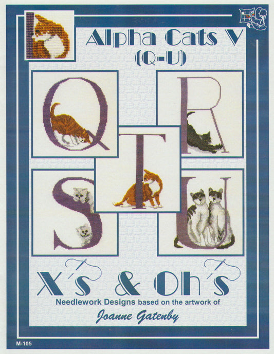 X's & Oh's Alpha Cats V (Q-U) cross stitch pattern