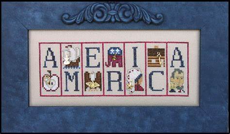 Heinzeit Charmed Mini Block America Horizontal ABC cross stitch pattern