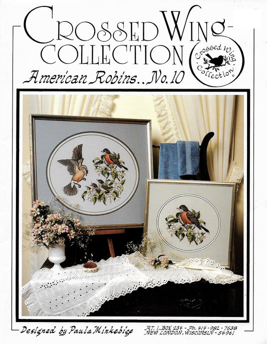 Crossed Wings American Robins no. 10 bird cross stitch pattern