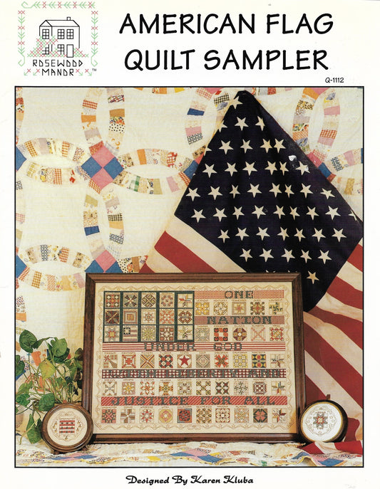Rosewood Manor American Flag Quilt Sampler Q-1112 cross stitch pattern