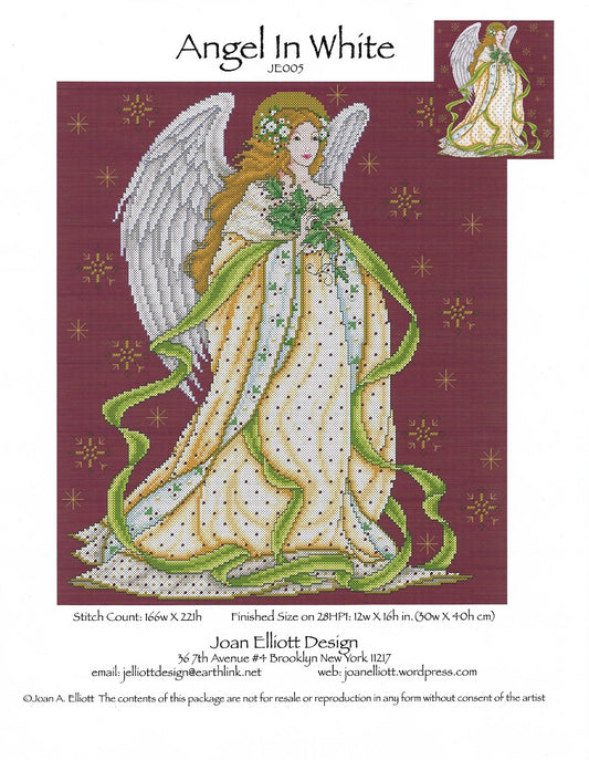 Joan Elliot Angel in White JE005 cross stitch pattern