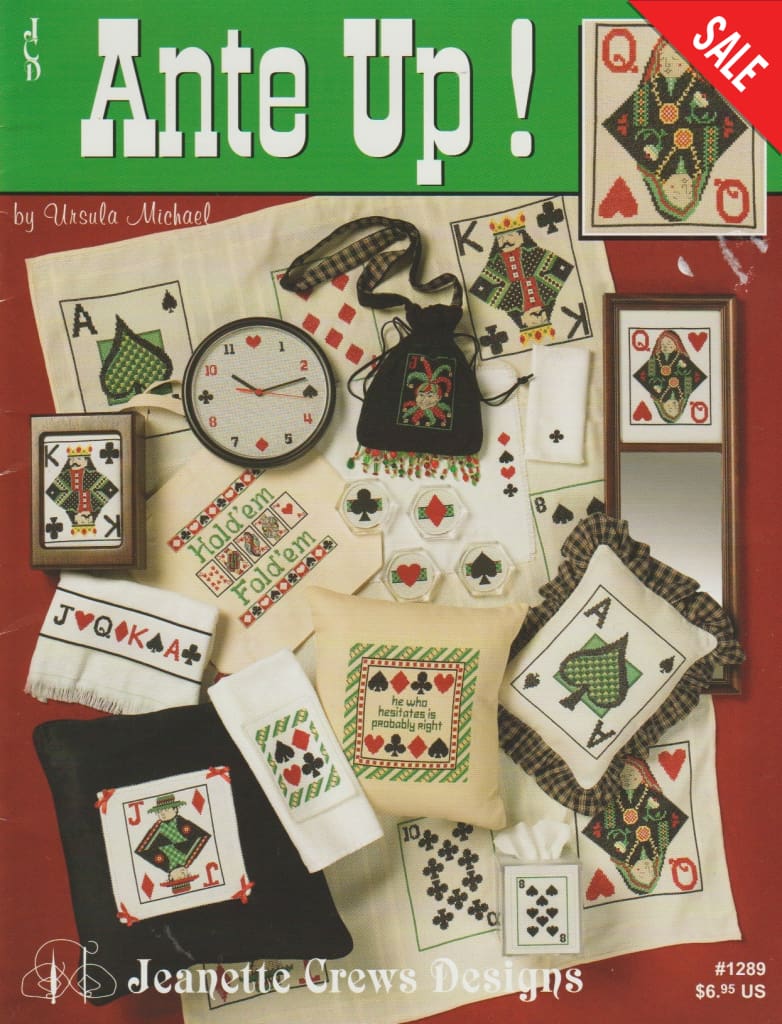 Jeanette Crews Ante Up 1289 card games cross stitch pattern