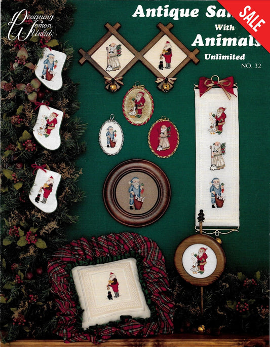 Designing Women Antique Santas with Animals christmas cross stitch pattern