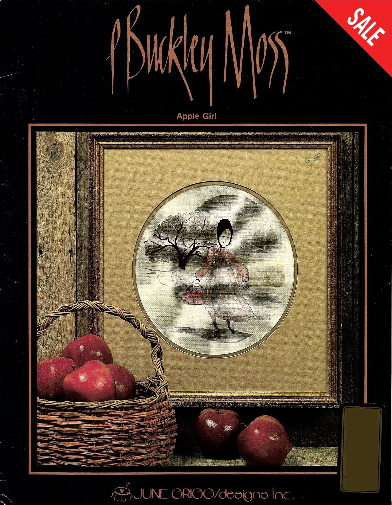 P Buckley Moss Apple Girl amish cross stitch pattern