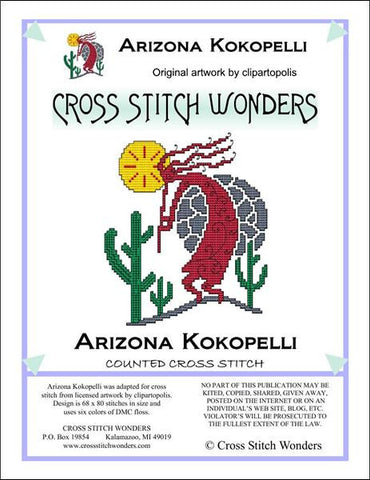 Cross Stitch Wonders Arizona kokopeli cross stitch pattern