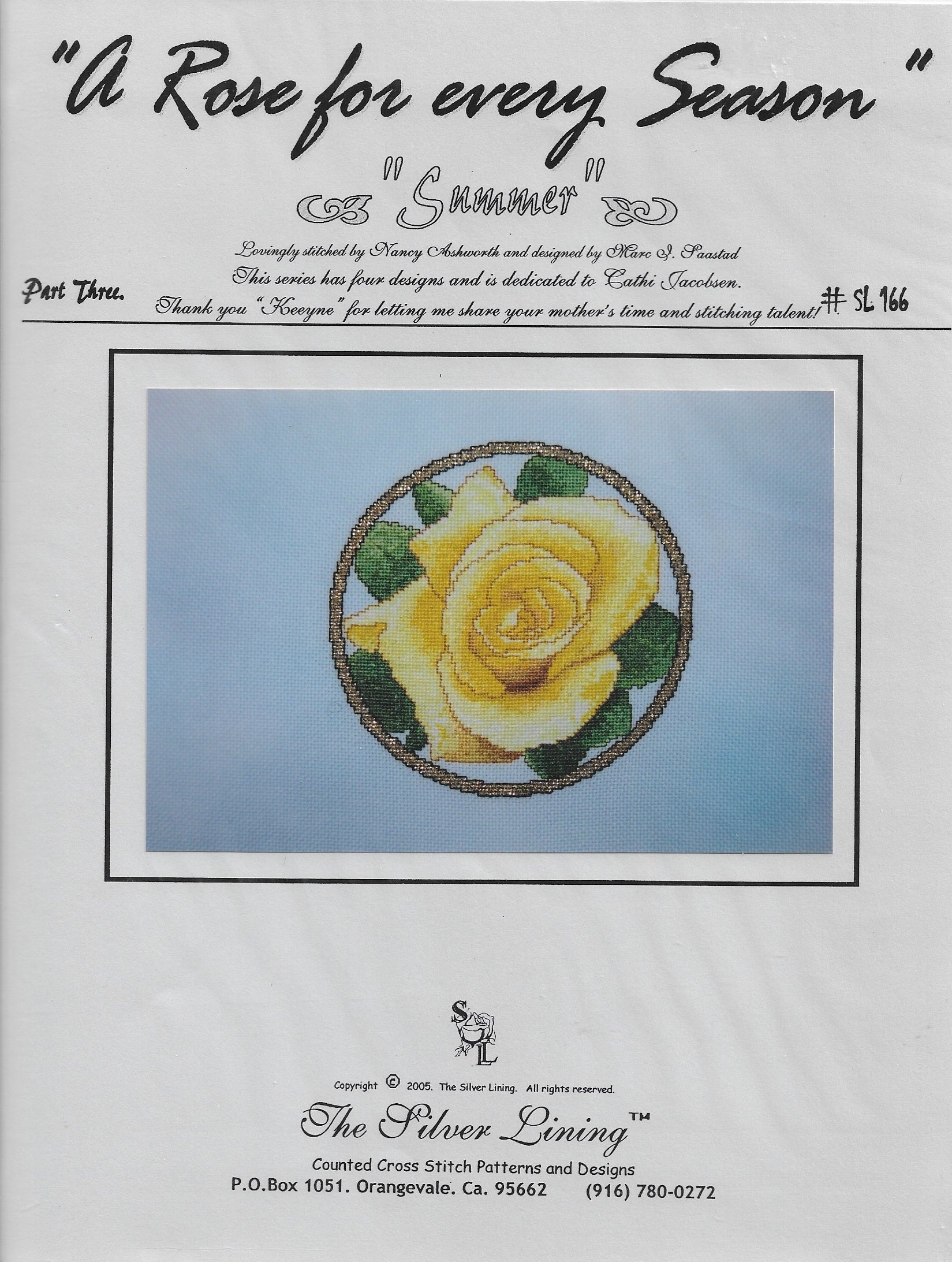 Silver Lining A Rose for Every Season Summer SL166 flower cross stitch pattern