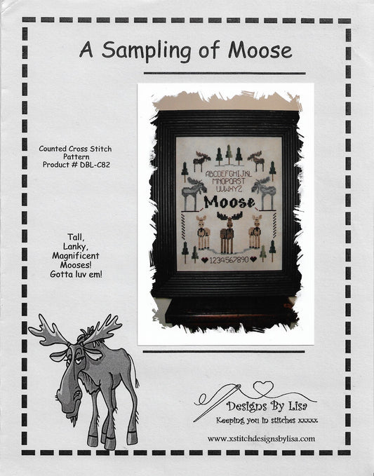 Designs by Lisa A Sampling of Moose cross stitch pattern