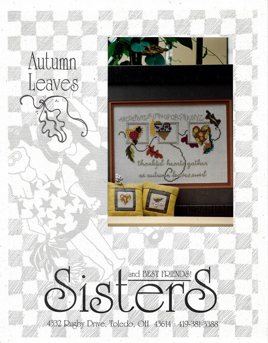 Sisters & Best friends Autumn Leaves  cross stitch pattern
