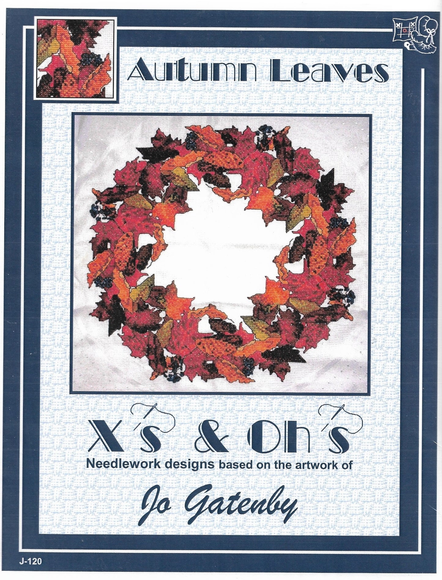 X's & Oh's Autumn Leaves  J-120 cross stitch pattern
