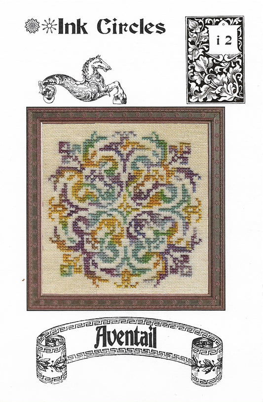Ink Circles Aventail mandala cross stitch pattern