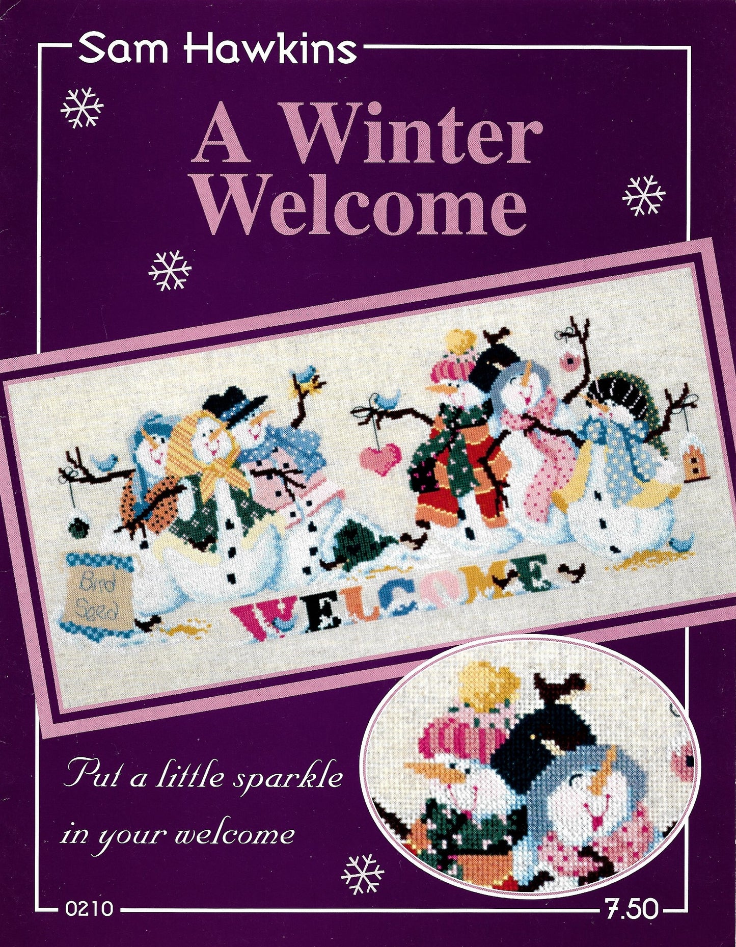 Sam Hawkins A Winter Welcome snowman cross stitch pattern