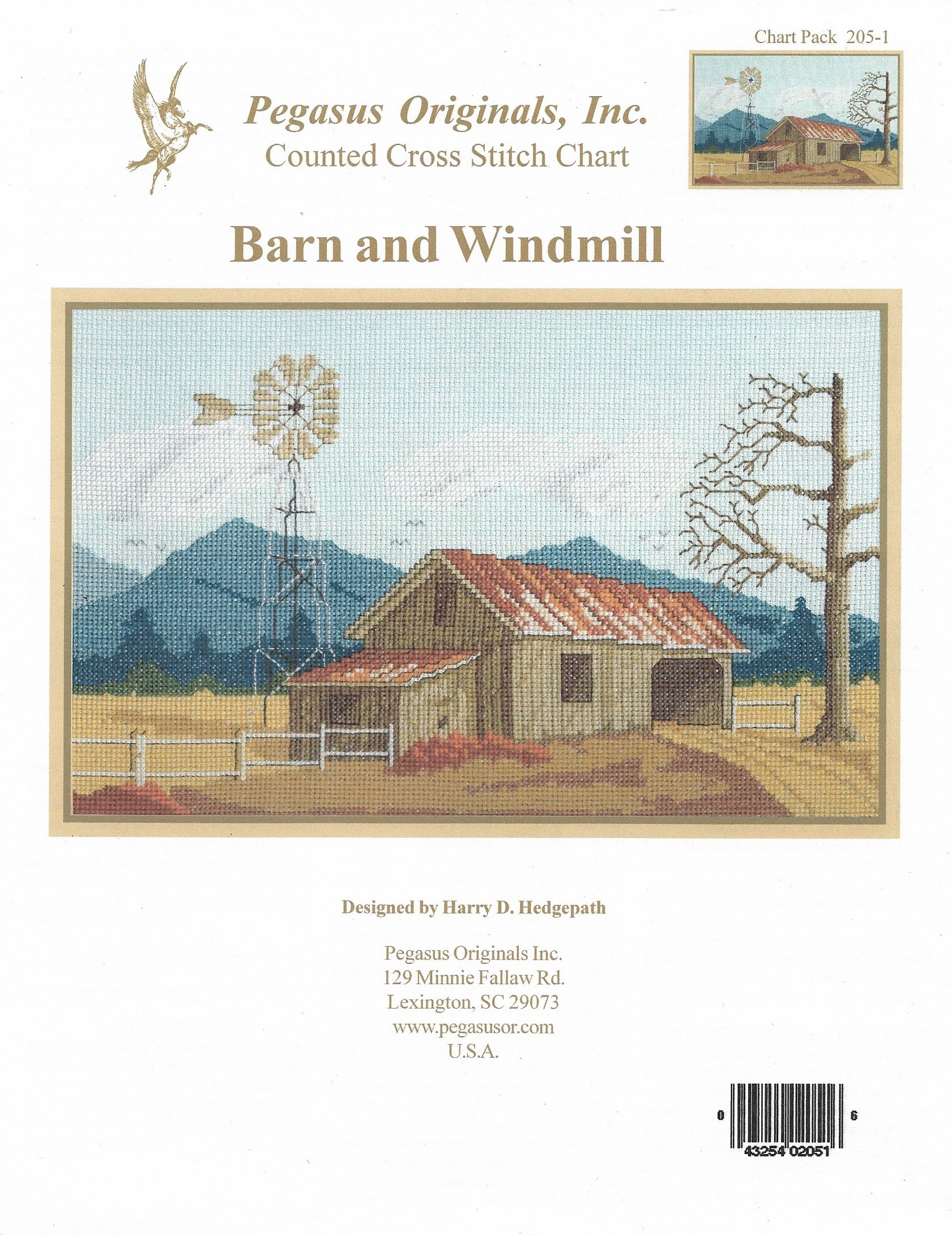 Pegasus Barn & Windmill 205-1 cross stitch pattern