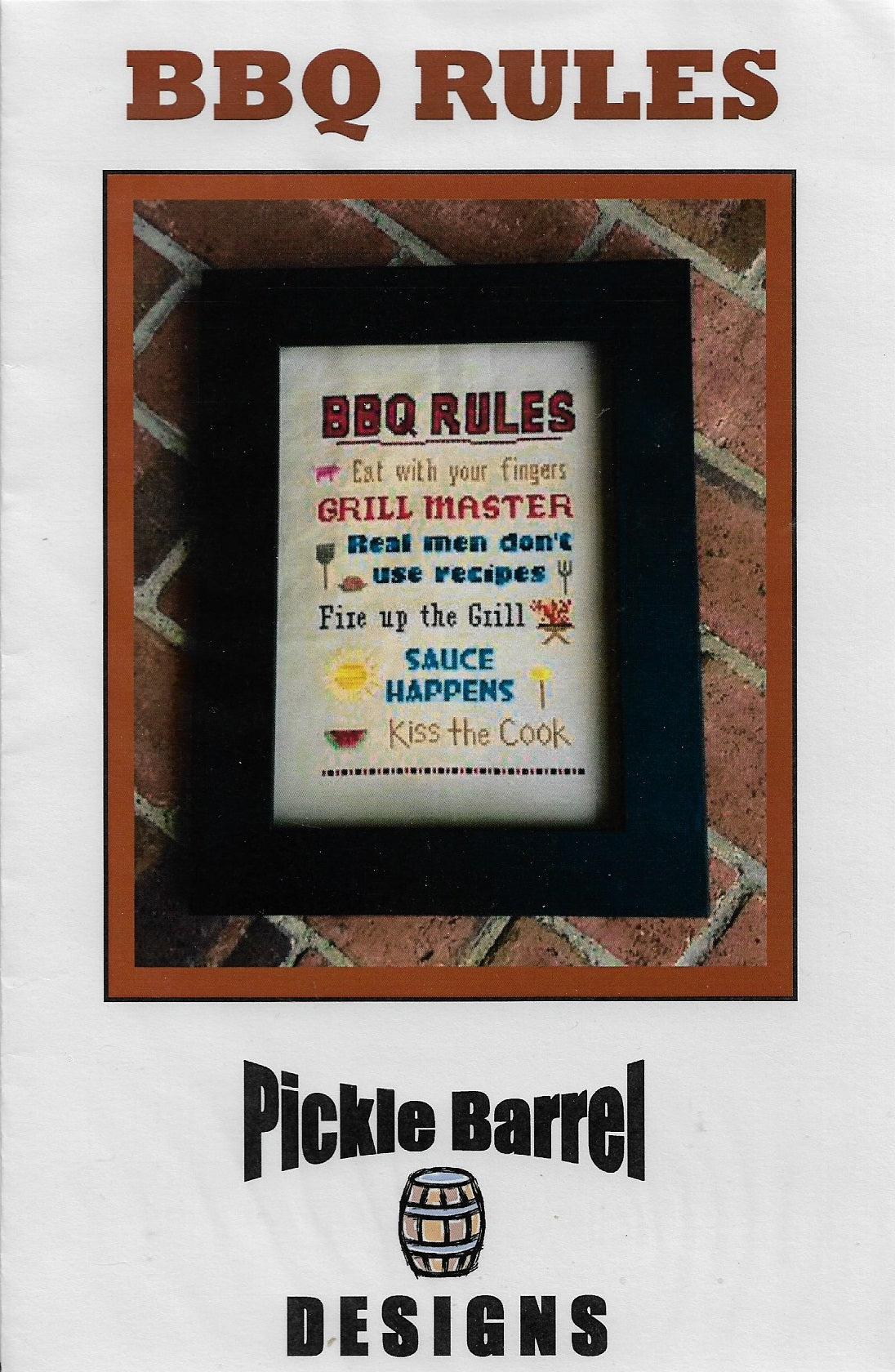Pickle Barrel BBQ Rules cross stitch pattern