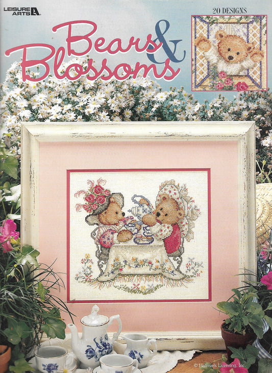 Leisure Arts Bears & Blossoms 3212 children teddy cross stitch pattern