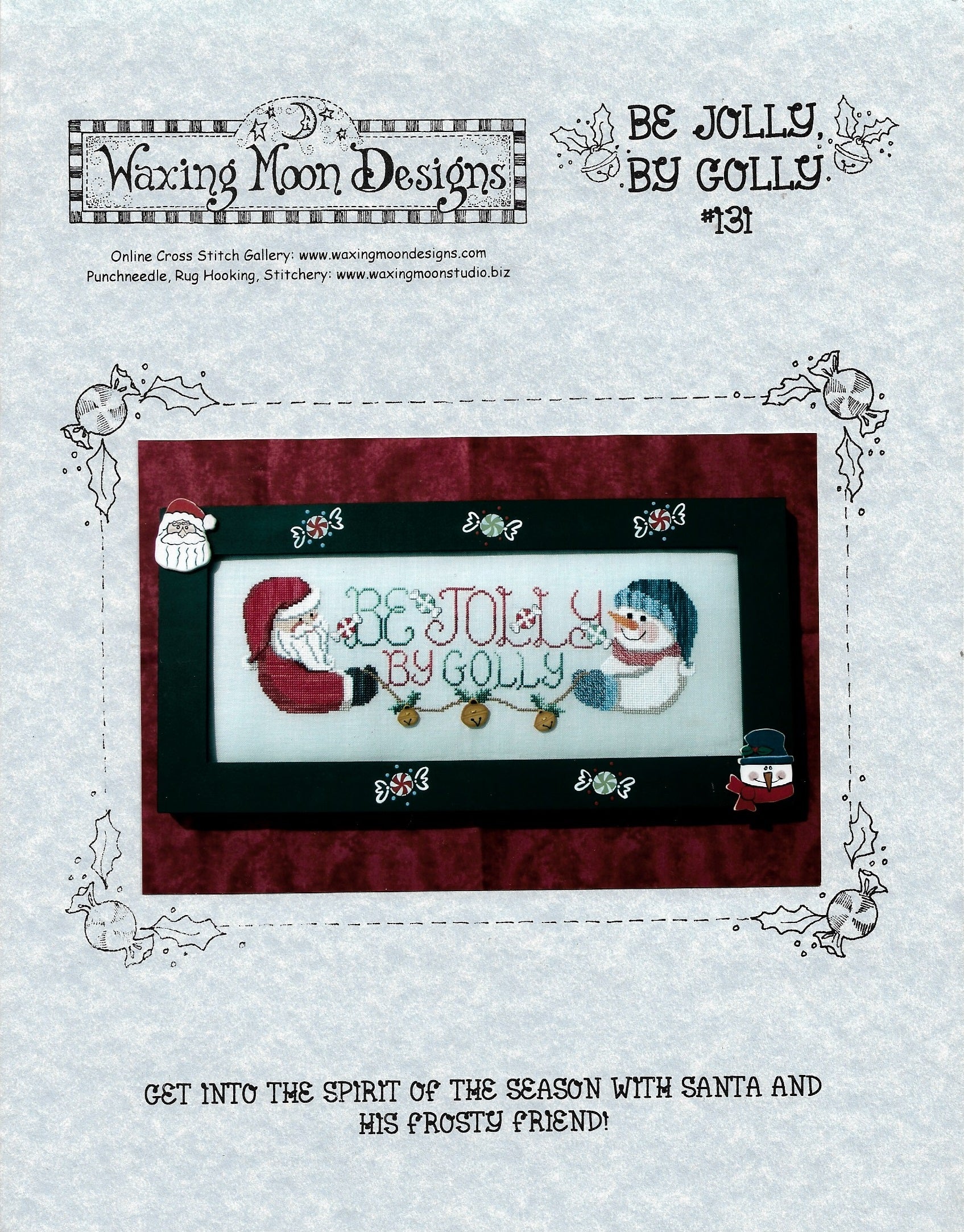 Waxing Moon Be Jolly By Golly christmas cross stitch pattern