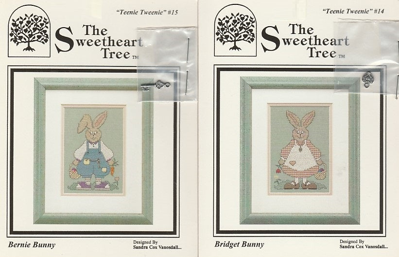 Sweetheart Tree Bernie & Bridget Bunny  Teenie Tweenies #14 and #15 cross stitch pattern