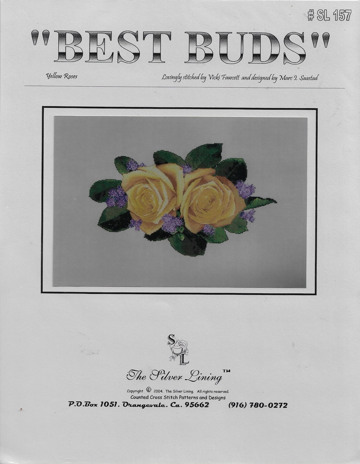 Silver Lining best Buds Yellow Rose flower cross stitch pattern