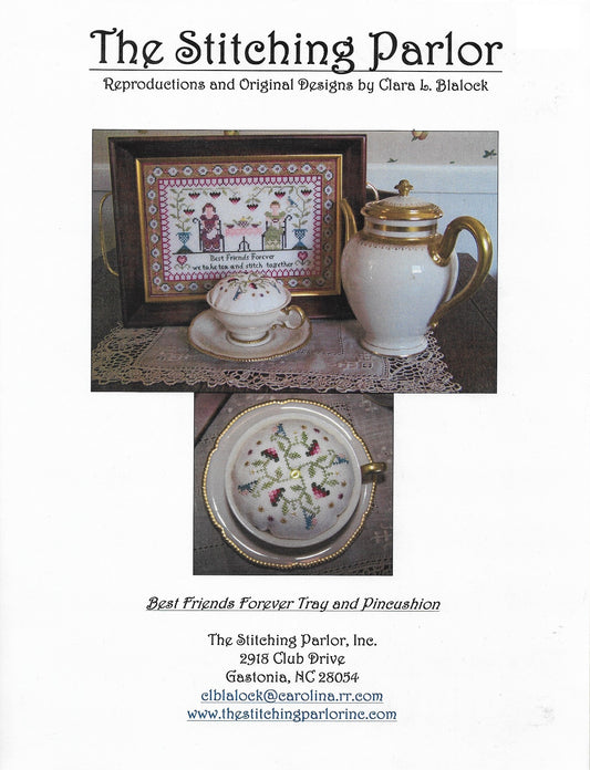 The Stitching Parlor Best Friends Forever Tray and Pincushion cross stitch pattern