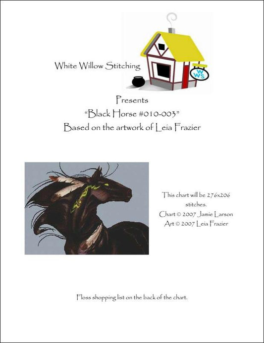 White Willow Black Horse cross stitch pattern