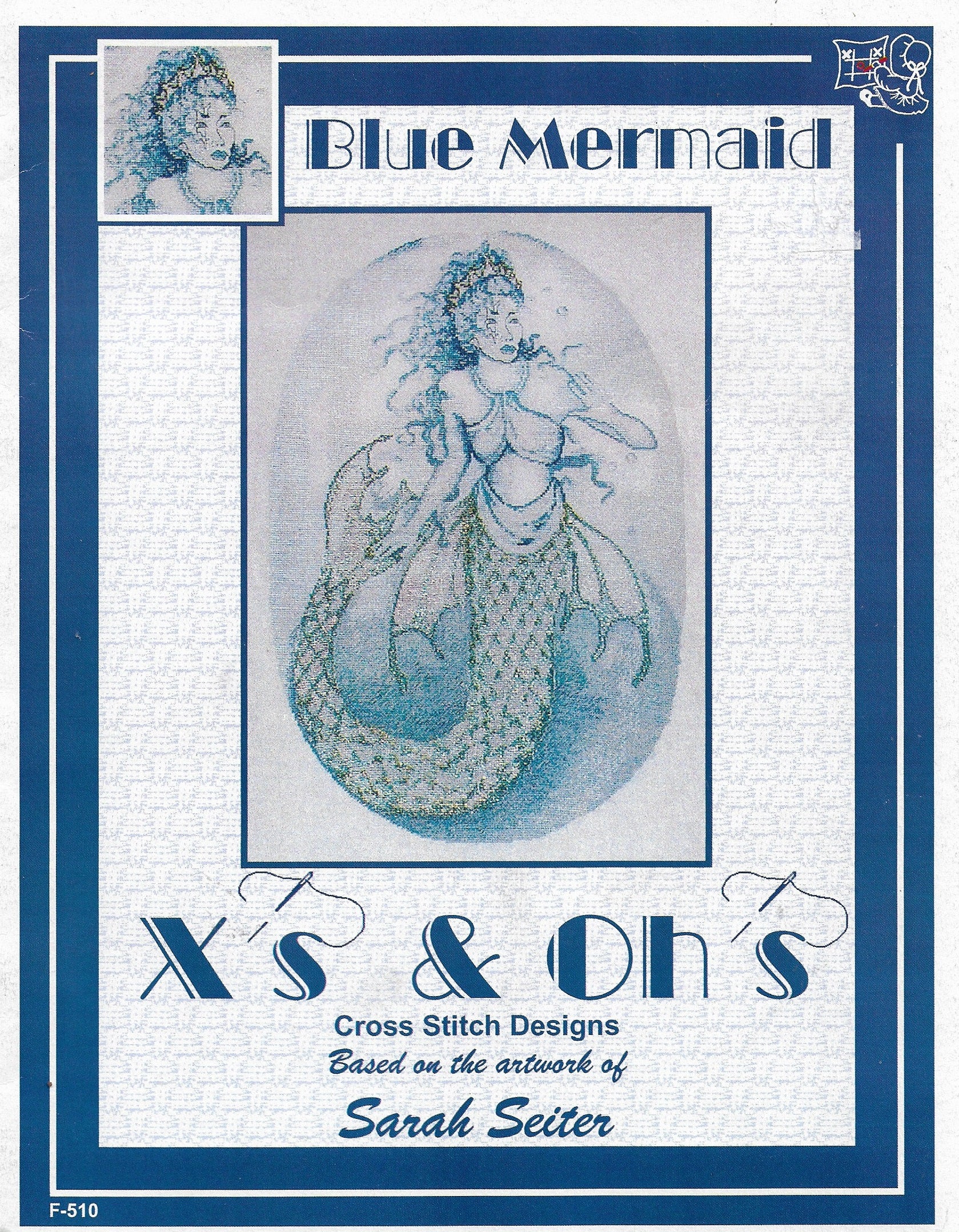 X's & Oh's Blue Mermaid cross stitch pattern