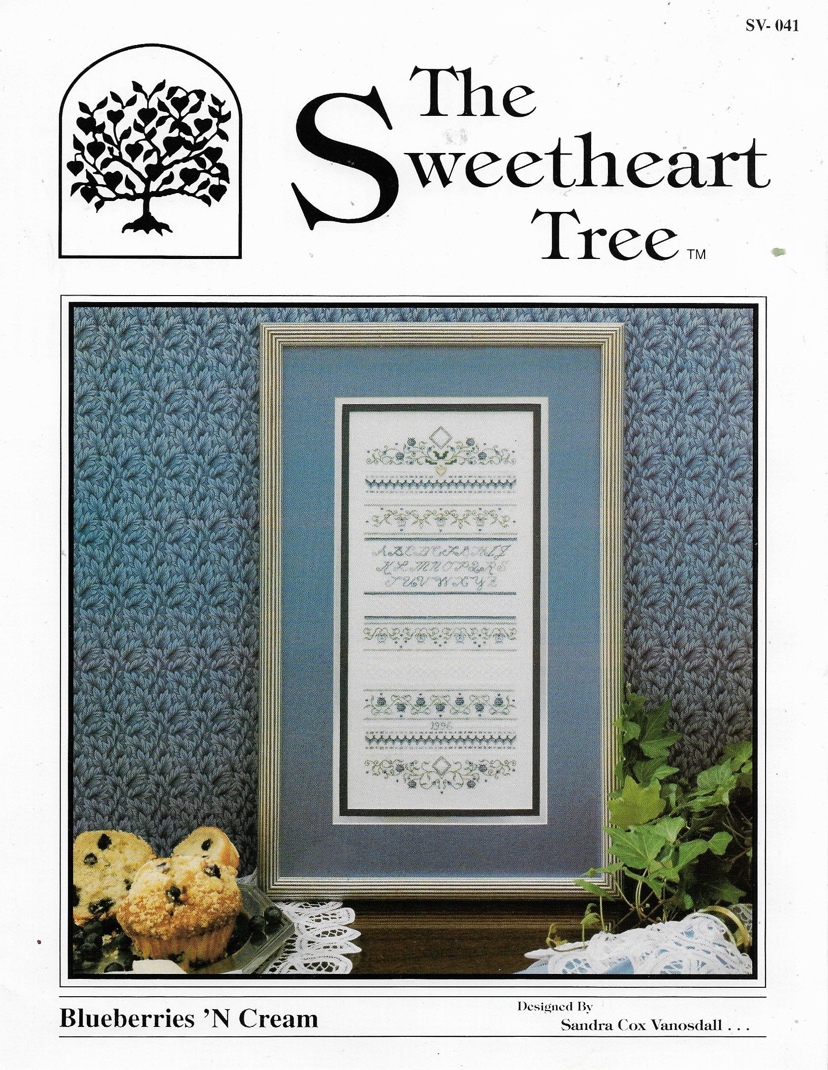 Sweetheart Tree Blueberries 'N Cream sampler cross stitch pattern