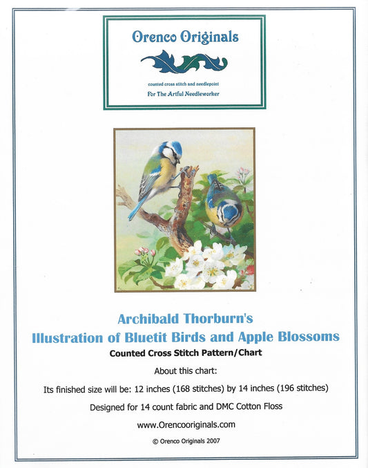 Orenco Bluetits and Apple Blossoms Archibald Thorburn bird cross stitch pattern