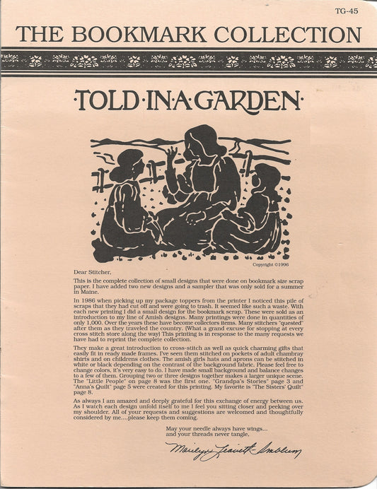 Told In A garden The Bookmark Collection Amish TG-45 cross stitch pattern