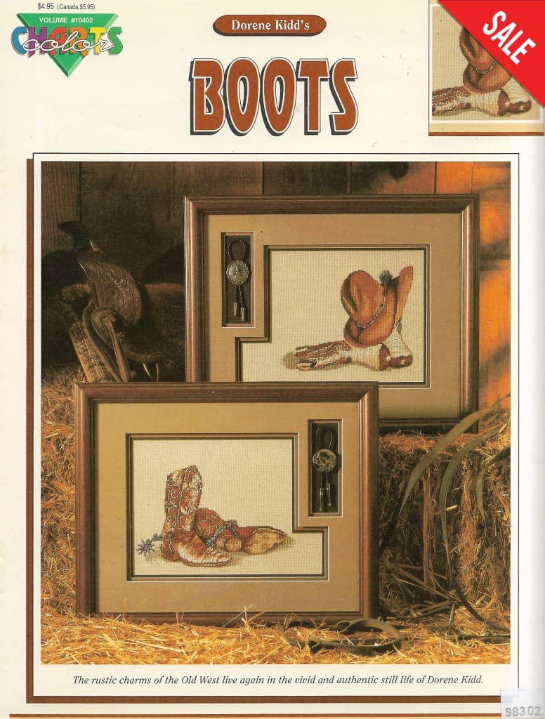 Color Charts Boots western cross stitch pattern