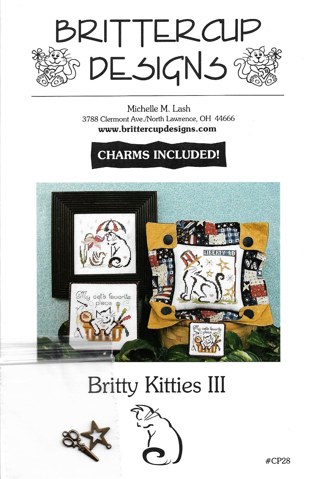 Brittercup Designs Britty Kitties III cat CP28 cross stitch pattern