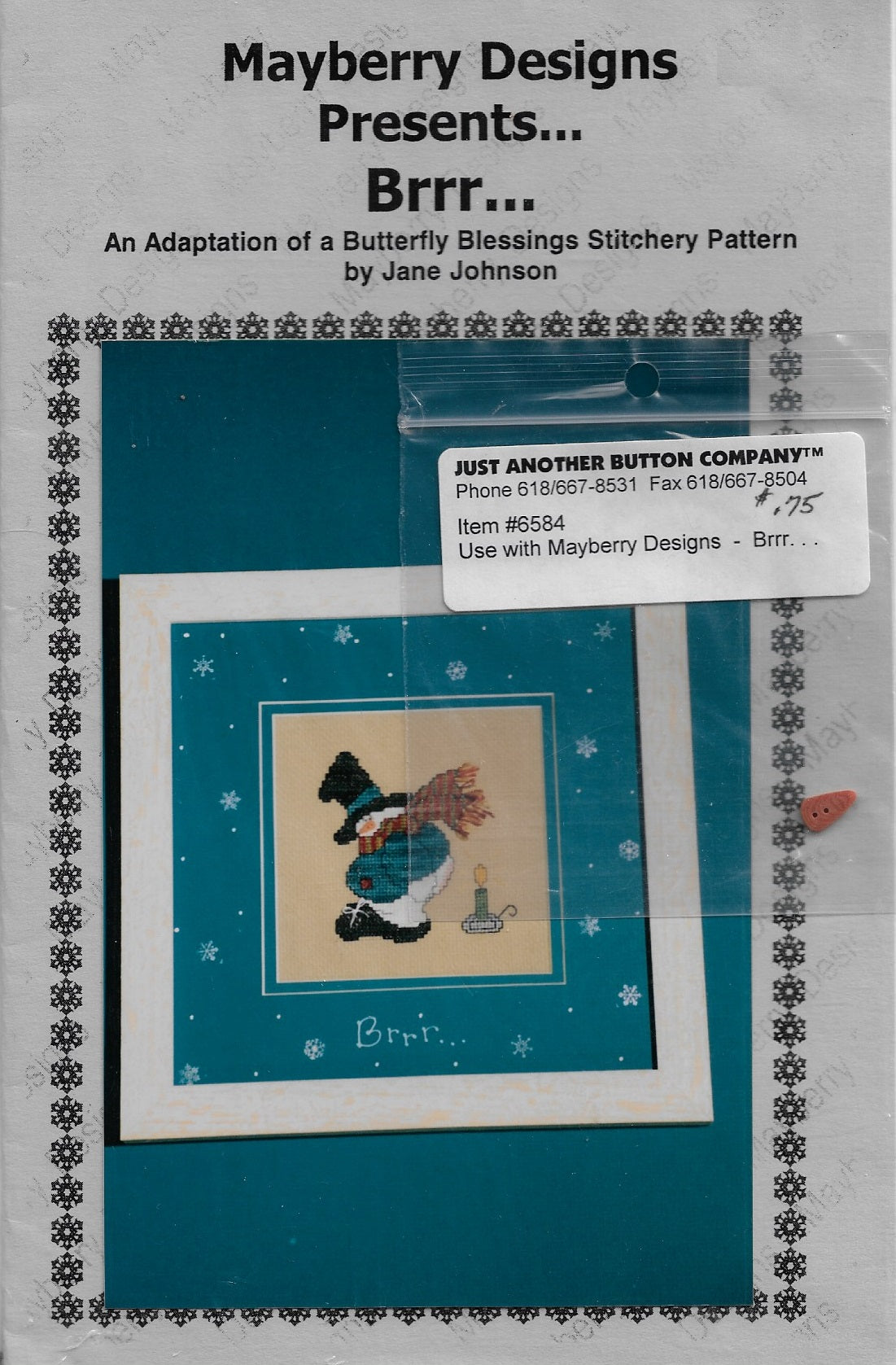 Mayberry Designs Brrr... snowman cross stitch pattern