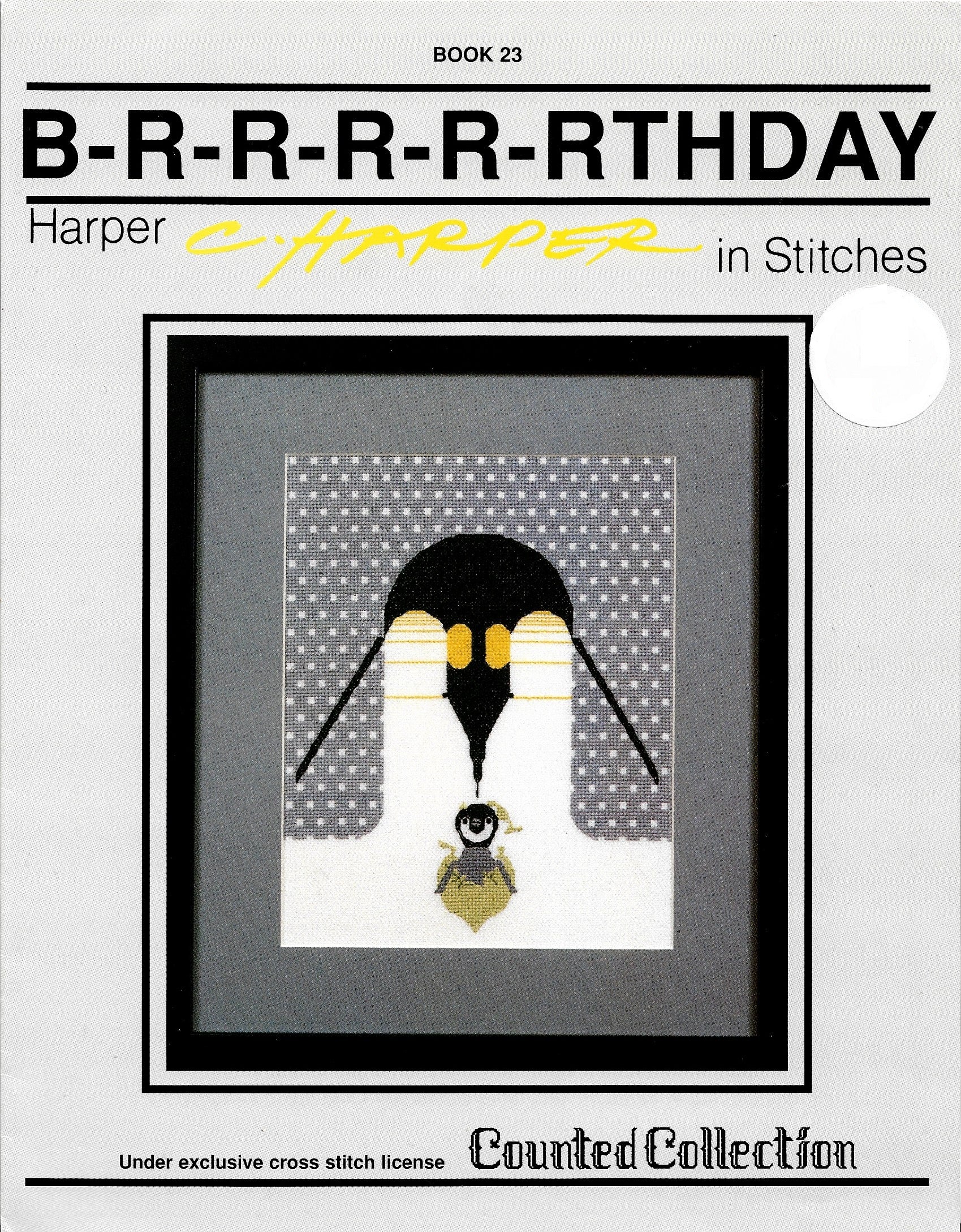 Harper B-R-R-R-R-RTHDAY Penquin cross stitch pattern