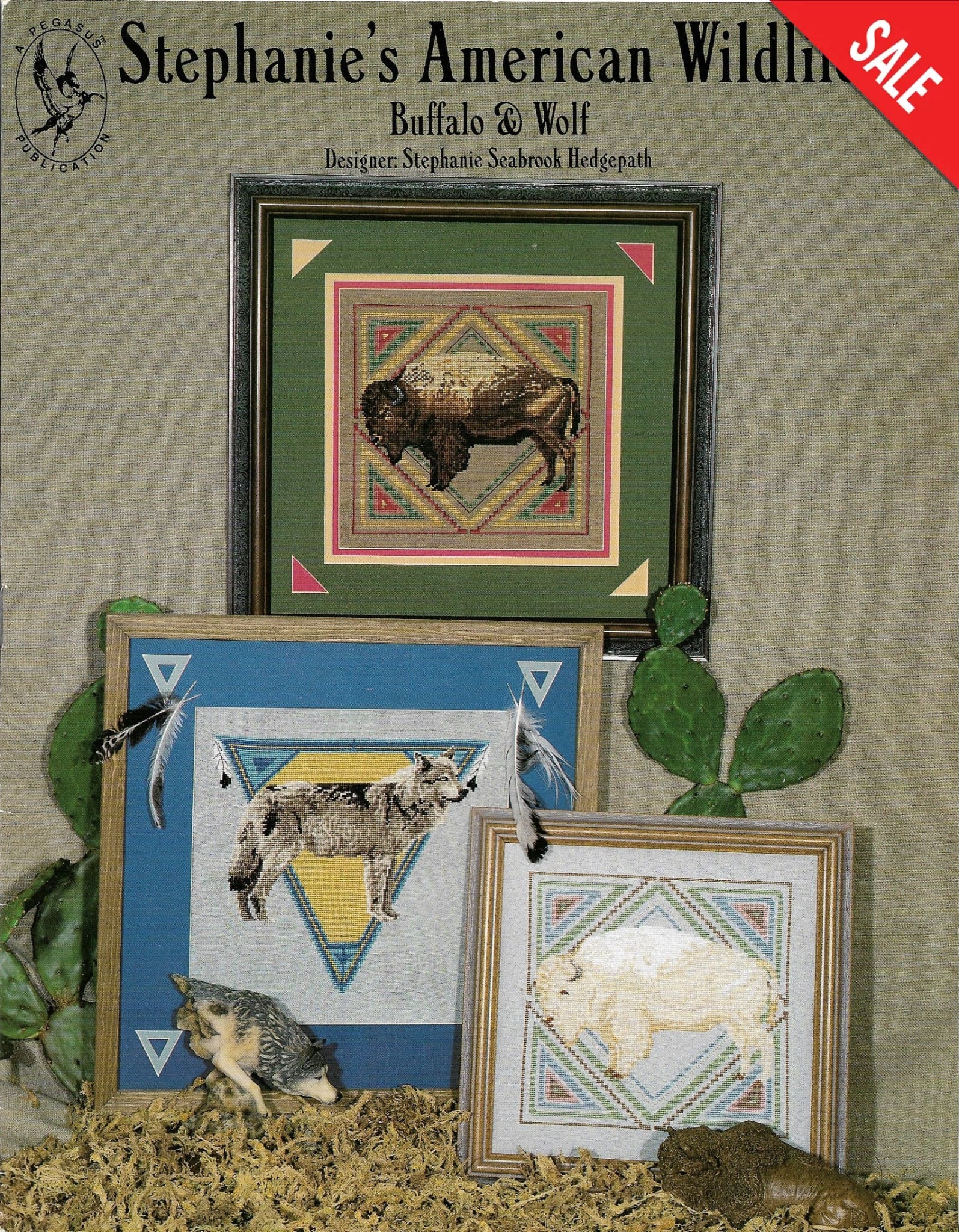 Pegasus Buffalo & Wolf cross stitch pattern