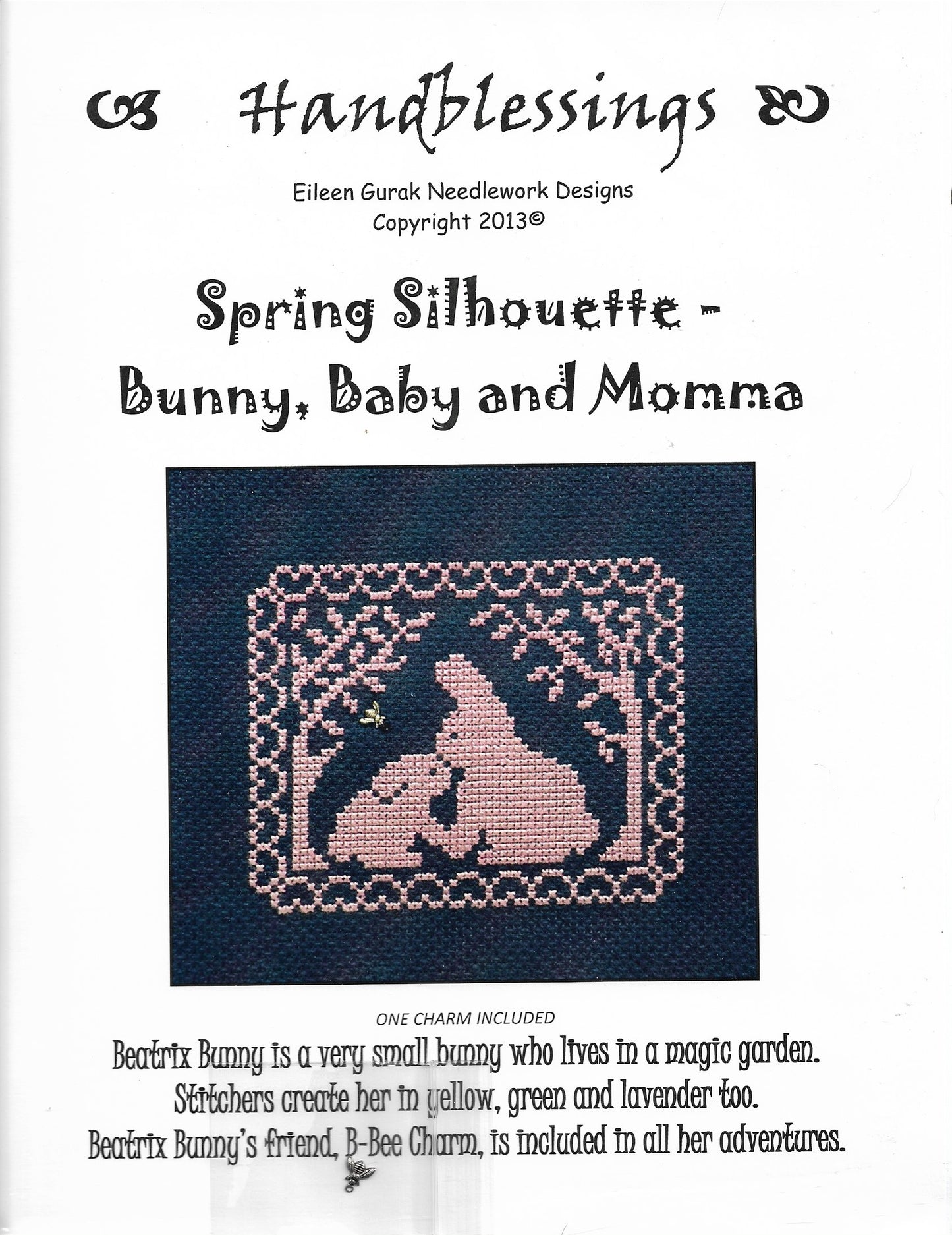 Handblessings Bunny Baby & Momma Spring Silhouette series cross stitch pattern