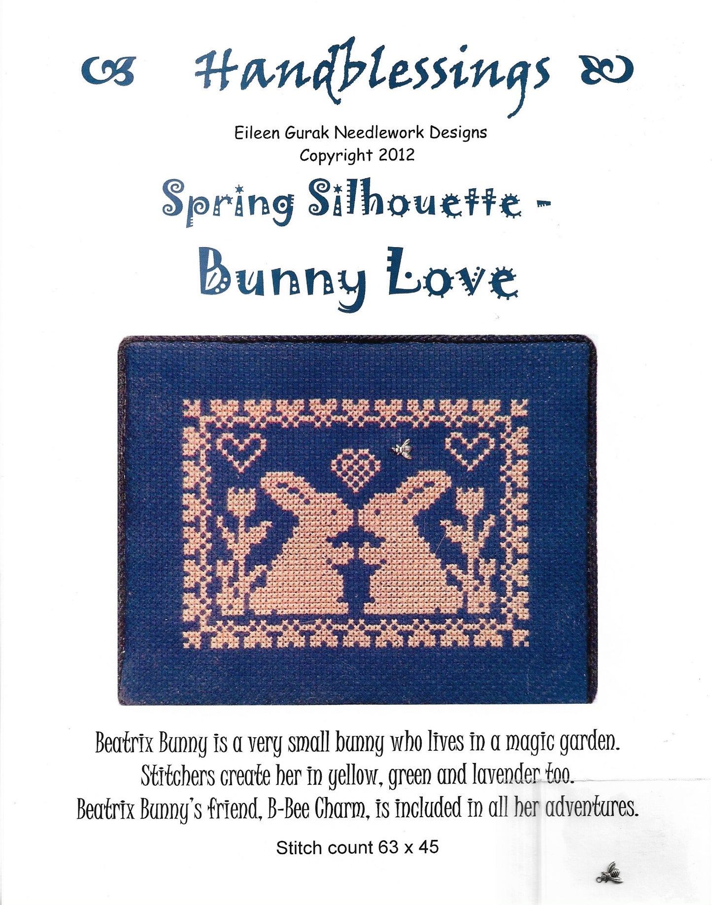 Handblessings Bunny Love Spring Silhouette series cross stitch pattern