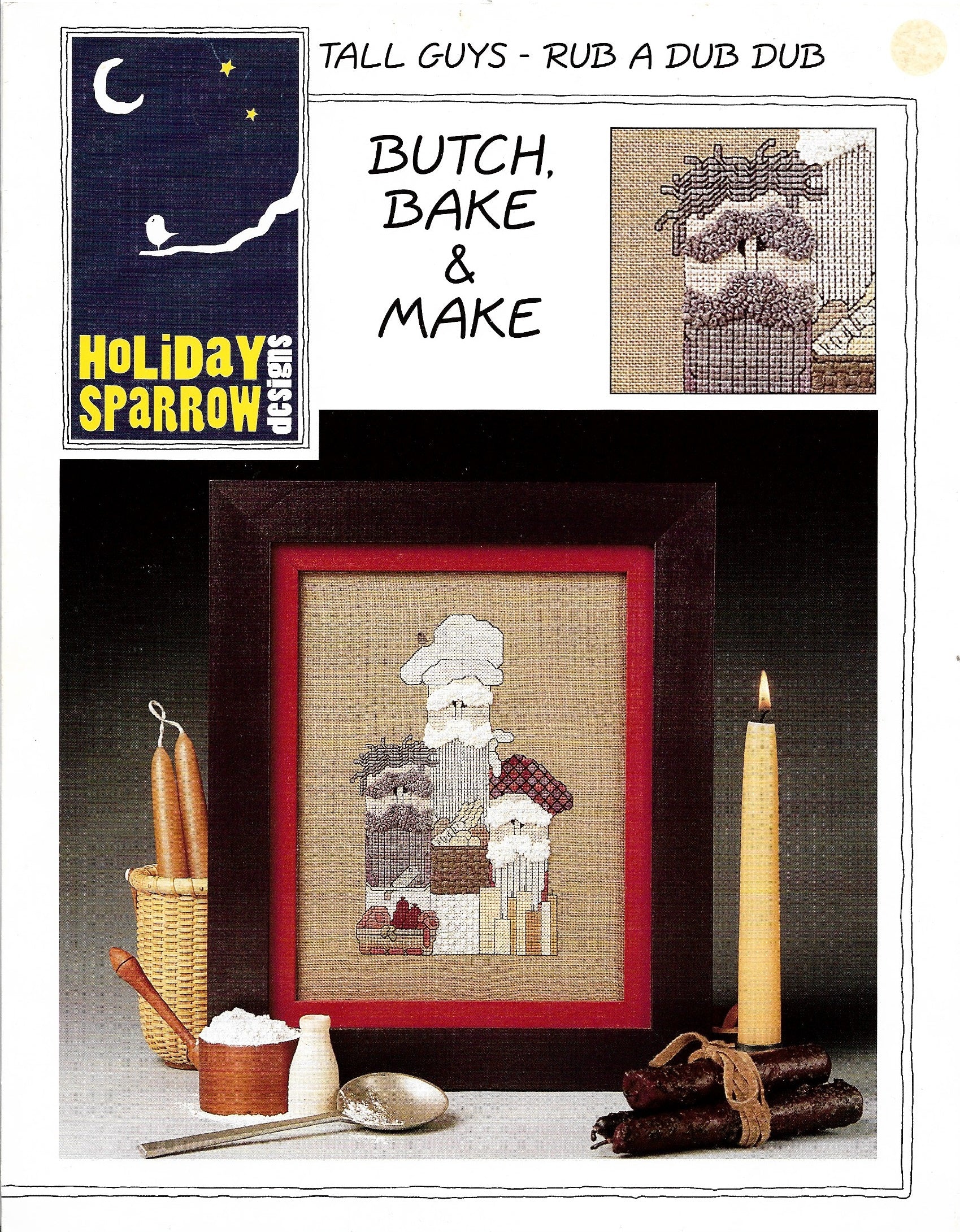 Holiday Sparrow Butch, Bake & Make Tall Guys Rub a dub dub cross stitch pattern