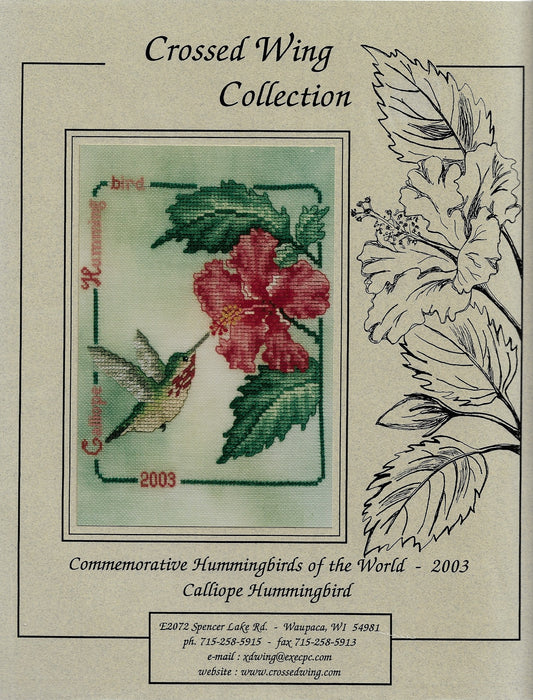 Crossed Wing Collection Calliope Hummingbird 2003 cross stitch pattern