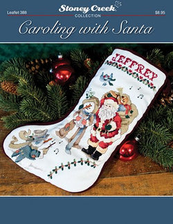 Stoney Creek Caroling with Santa LFT388 Christmas stocking cross stitch booklet