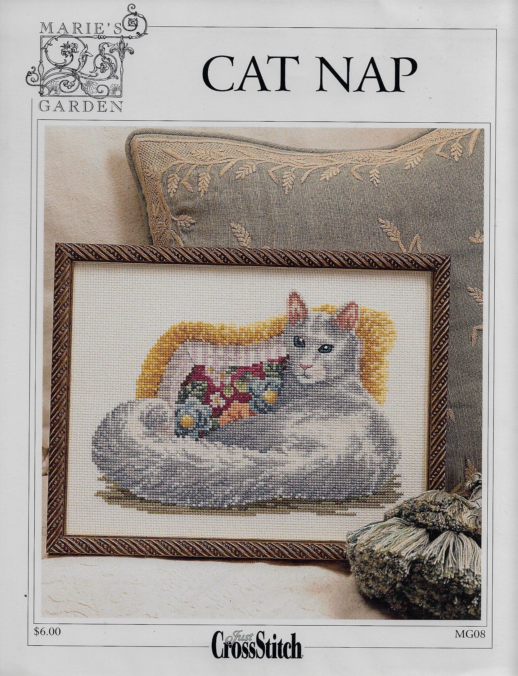Marie;s Garden Cat Nap cross stitch pattern