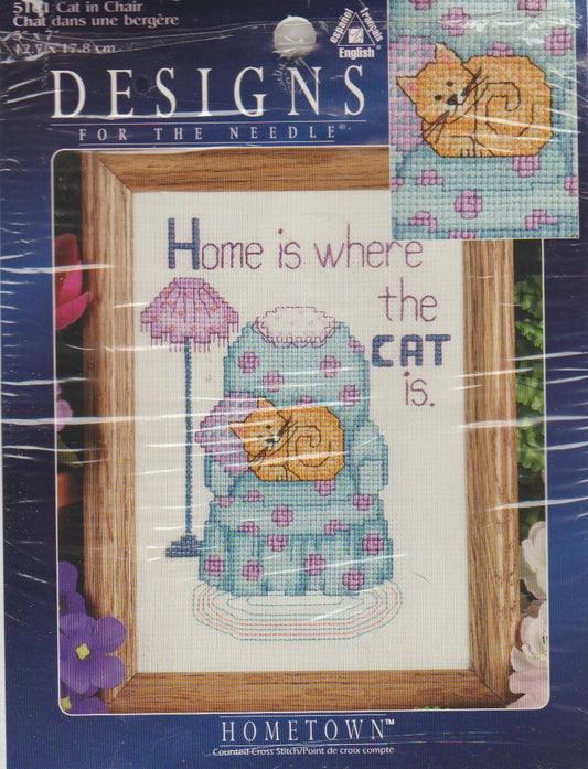 Designs For The Needle Leisure Arts Cat In Chair 5101 cross stitch kit