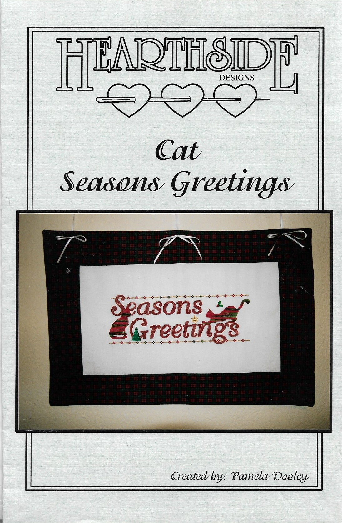 Heartside Cat Seasons Greetings christmas cross stitch pattern