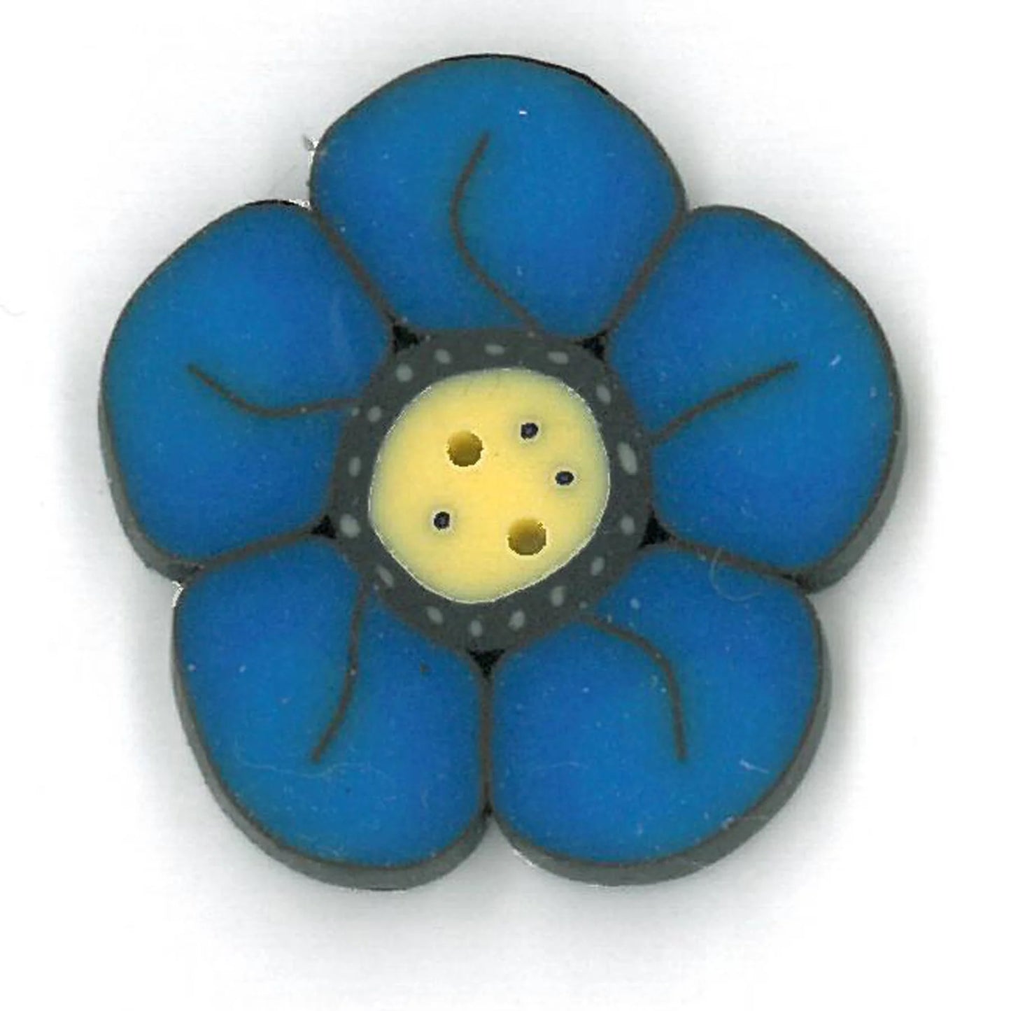 Just Another Button Company Royal Wildflower, CB1003 clay handmade 2-hole button