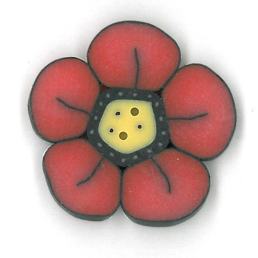 Just Another Button Company Bittersweet Wildflower, CB1008 clay handmade 2-hole flat button