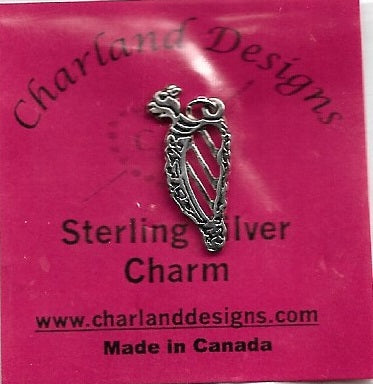 Charland Designs Celtic Harp sterling silver charm