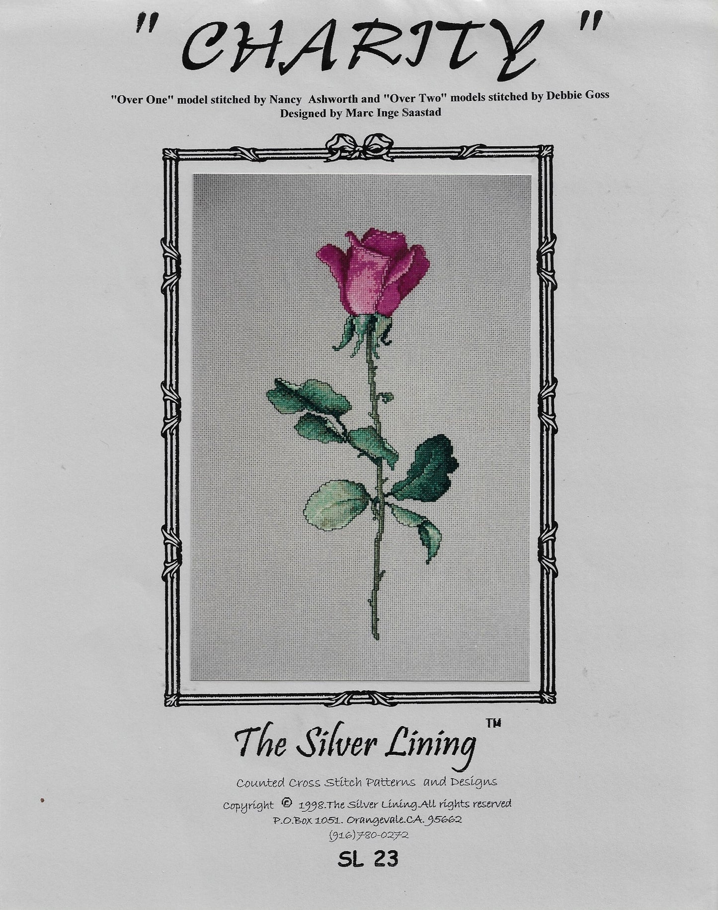 Silver Lining Charity rose cross stitch pattern