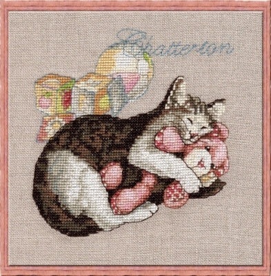 Nimue Chatterton cat and baby cross stitch pattern