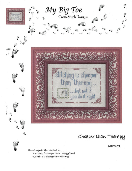 My Big Toe Cheaper than Therapy cross stitch pattern