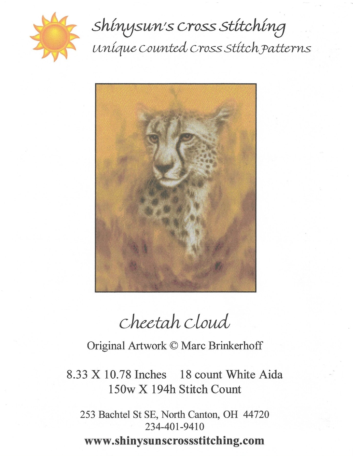 Shinysun Cheetah Cloud cross stitch pattern